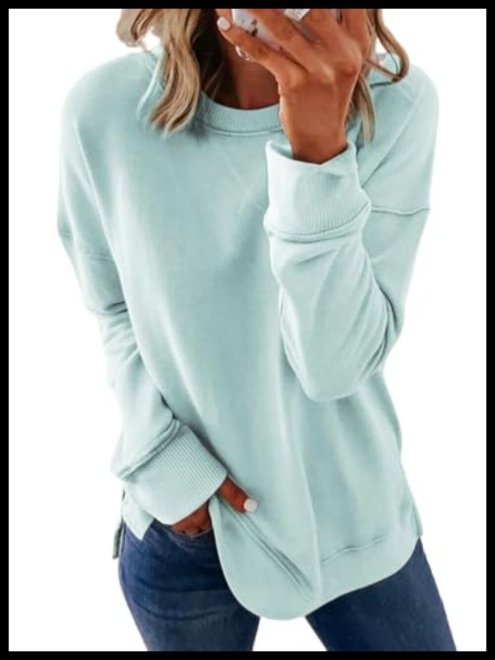 Women's Crew Neck Long Sleeve Pullover Sweatshirt Relaxed Fit Casual Top